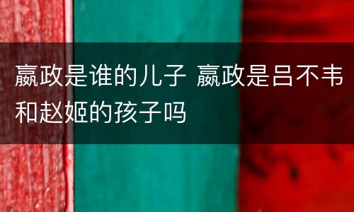 嬴政是谁的儿子 嬴政是吕不韦和赵姬的孩子吗