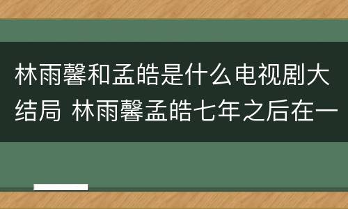 林雨馨和孟皓是什么电视剧大结局 林雨馨孟皓七年之后在一起吗