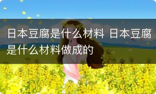 日本豆腐是什么材料 日本豆腐是什么材料做成的