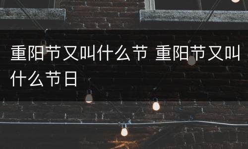 重阳节又叫什么节 重阳节又叫什么节日