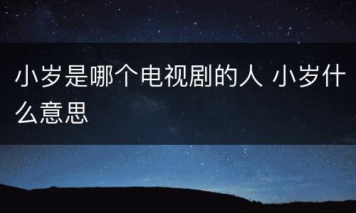 小岁是哪个电视剧的人 小岁什么意思