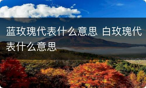 蓝玫瑰代表什么意思 白玫瑰代表什么意思