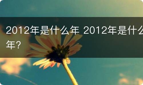 2012年是什么年 2012年是什么年?