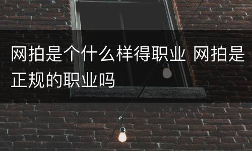 网拍是个什么样得职业 网拍是正规的职业吗