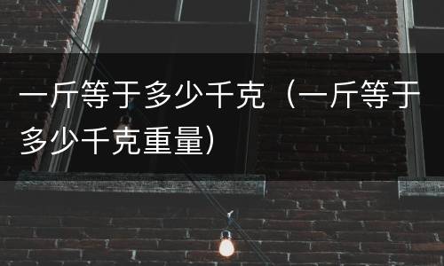 一斤等于多少千克（一斤等于多少千克重量）