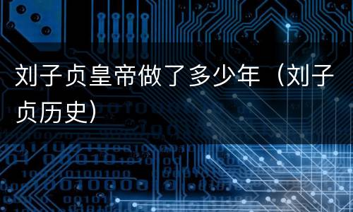 刘子贞皇帝做了多少年（刘子贞历史）
