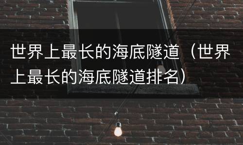 世界上最长的海底隧道（世界上最长的海底隧道排名）