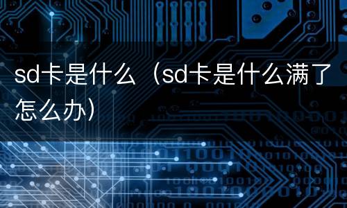 sd卡是什么（sd卡是什么满了怎么办）