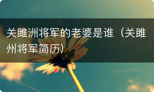 关雎洲将军的老婆是谁（关雎州将军简历）