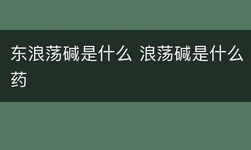 东浪荡碱是什么 浪荡碱是什么药