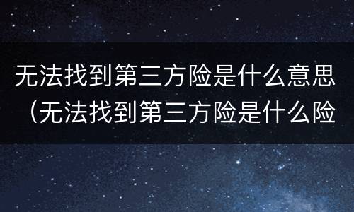无法找到第三方险是什么意思（无法找到第三方险是什么险种）