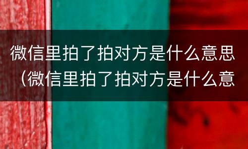 微信里拍了拍对方是什么意思（微信里拍了拍对方是什么意思?）