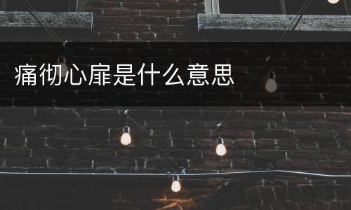 痛彻心扉是什么意思