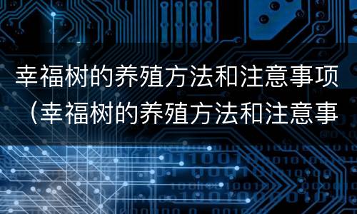幸福树的养殖方法和注意事项（幸福树的养殖方法和注意事项图片）