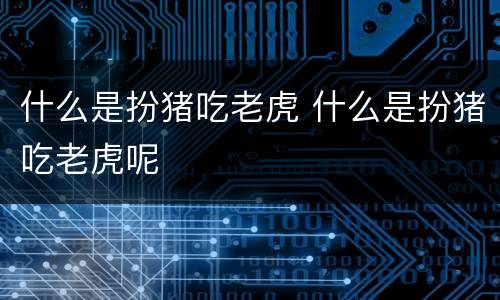 什么是扮猪吃老虎 什么是扮猪吃老虎呢