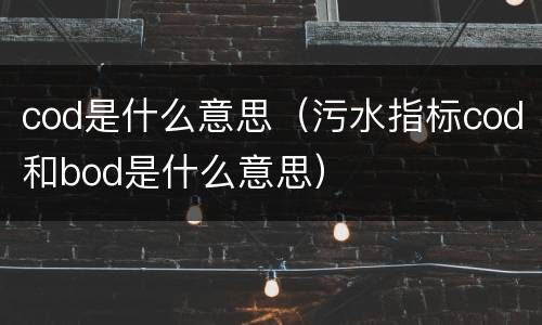cod是什么意思（污水指标cod和bod是什么意思）