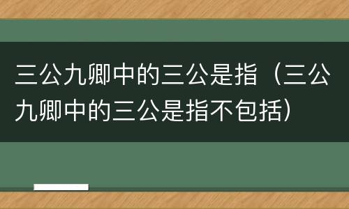三公九卿中的三公是指（三公九卿中的三公是指不包括）