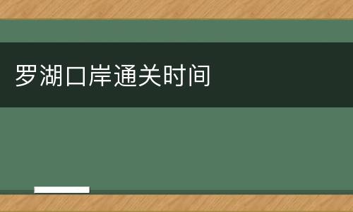 罗湖口岸通关时间