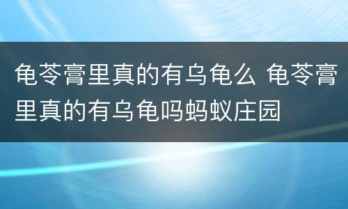 龟苓膏里真的有乌龟么 龟苓膏里真的有乌龟吗蚂蚁庄园