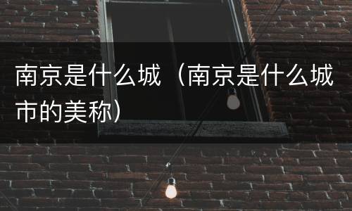 南京是什么城（南京是什么城市的美称）