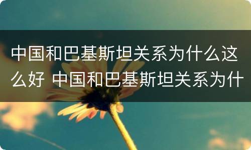 中国和巴基斯坦关系为什么这么好 中国和巴基斯坦关系为什么这么好 新闻