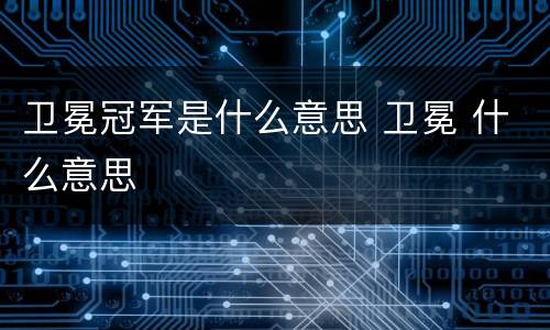 卫冕冠军是什么意思 卫冕 什么意思