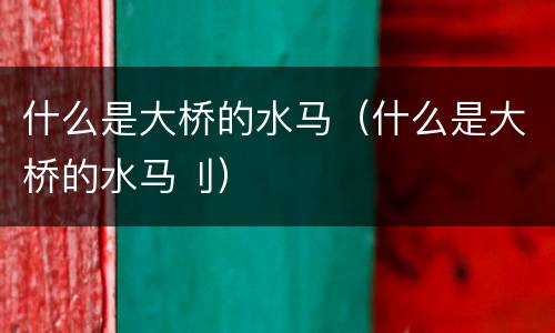 什么是大桥的水马（什么是大桥的水马刂）