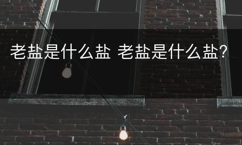 老盐是什么盐 老盐是什么盐?