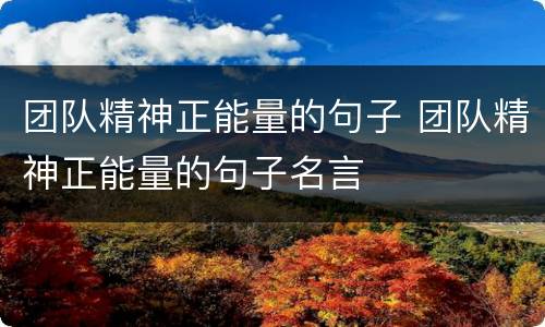 团队精神正能量的句子 团队精神正能量的句子名言