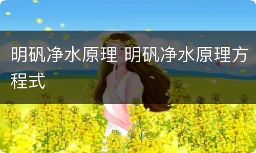 明矾净水原理 明矾净水原理方程式