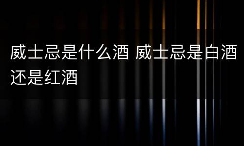 威士忌是什么酒 威士忌是白酒还是红酒