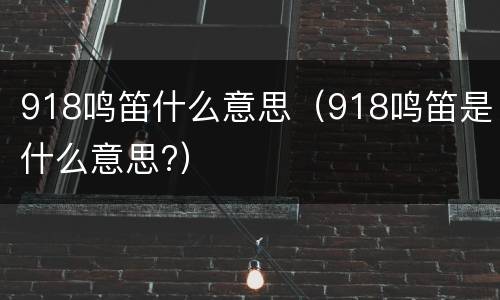 918鸣笛什么意思（918鸣笛是什么意思?）