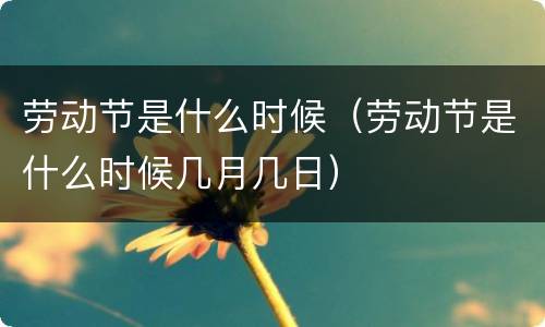 劳动节是什么时候（劳动节是什么时候几月几日）