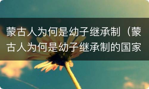 蒙古人为何是幼子继承制（蒙古人为何是幼子继承制的国家）