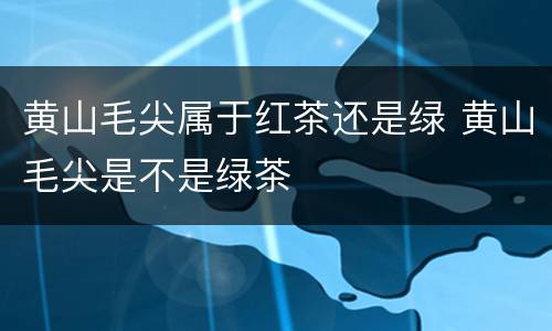 黄山毛尖属于红茶还是绿 黄山毛尖是不是绿茶