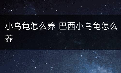 小乌龟怎么养 巴西小乌龟怎么养