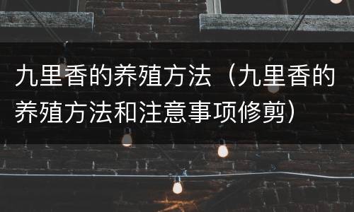 九里香的养殖方法（九里香的养殖方法和注意事项修剪）