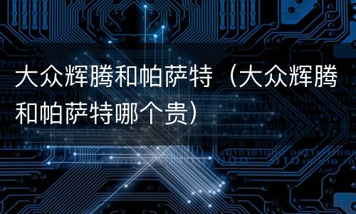 大众辉腾和帕萨特（大众辉腾和帕萨特哪个贵）