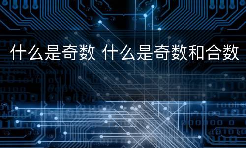 什么是奇数 什么是奇数和合数