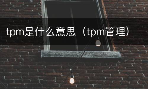 tpm是什么意思（tpm管理）