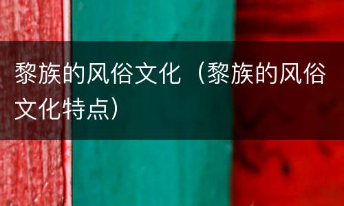 黎族的风俗文化（黎族的风俗文化特点）