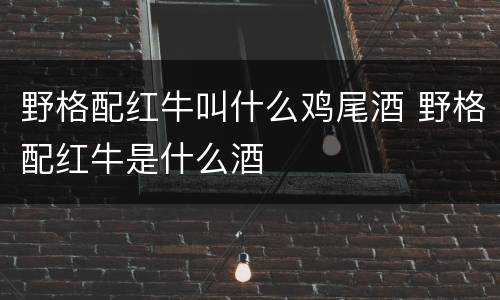 野格配红牛叫什么鸡尾酒 野格配红牛是什么酒