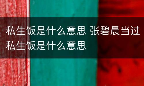私生饭是什么意思 张碧晨当过私生饭是什么意思