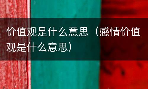 价值观是什么意思（感情价值观是什么意思）