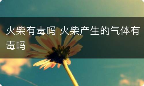 火柴有毒吗 火柴产生的气体有毒吗