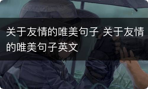 关于友情的唯美句子 关于友情的唯美句子英文