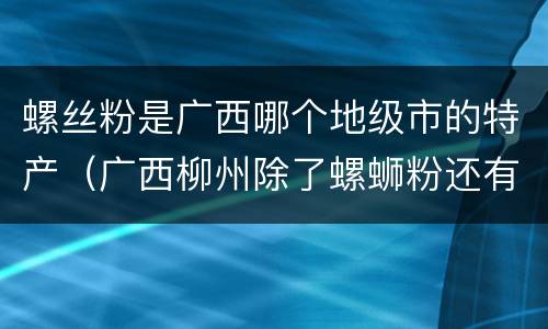螺丝粉是广西哪个地级市的特产（广西柳州除了螺蛳粉还有什么特产）