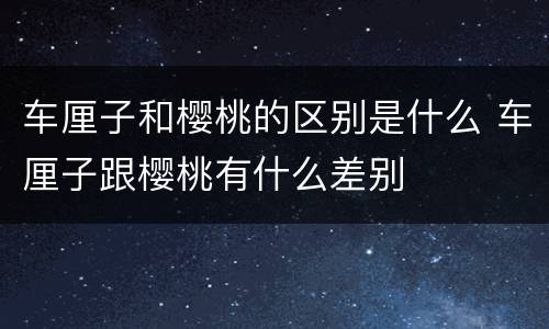 车厘子和樱桃的区别是什么 车厘子跟樱桃有什么差别