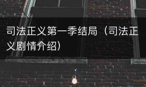 司法正义第一季结局（司法正义剧情介绍）
