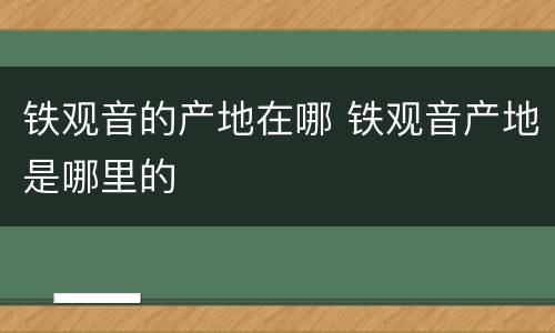 铁观音的产地在哪 铁观音产地是哪里的